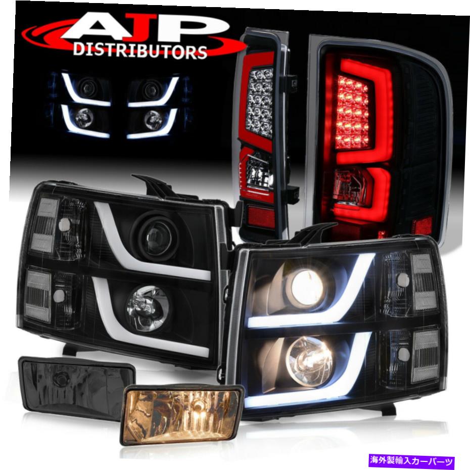 USヘッドライト Projector Head Lights LEDブラックテールランプ+ 2007-2013 Silveradoのための燻製霧 Projector Head Lights LED Black Tail Lamps + Smoked Fogs For 2007-2013 Silverado【並行輸入品】