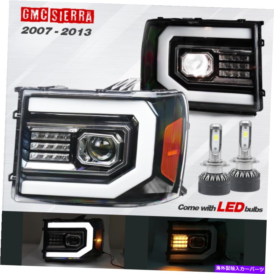 USヘッドライト 07-13 GMC Sierra 1500/2500/3500 DRL LEDチューブジェットブラックデュアルプロジェクターヘッドライト 07-13 GMC Sierra 1500/2500/3500 DRL LED Tube Jet Black Dual Projector Headlights【並行輸入品】｜Us Custom Parts Shop USDM