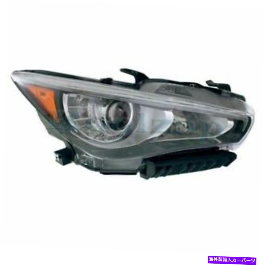 USヘッドライト 右側の14-17 Q50フロントヘッドライトヘッドランプLEDヘッドライトランプ For 14-17 Q50 Front Headlight Headlamp LED Head Light Lamp with Bulb Right Side【並行輸入品】