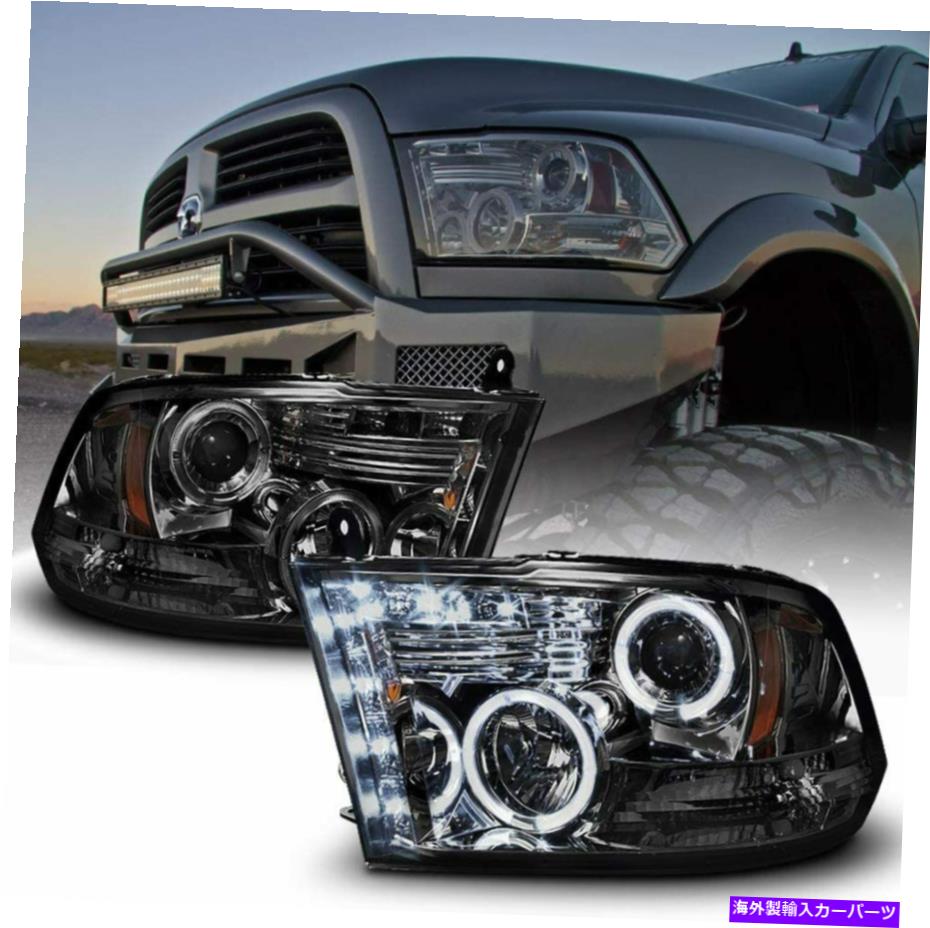 USヘッドライト 09-18 Dodge RAM 1500 2500 3500 3500 Smoked LED Haloプロジェクターヘッドライトセットペア For 09-18 Dodge Ram 1500 2500 3500 Smoked LED HALO Projector HeadLights set pair【並行輸入品】