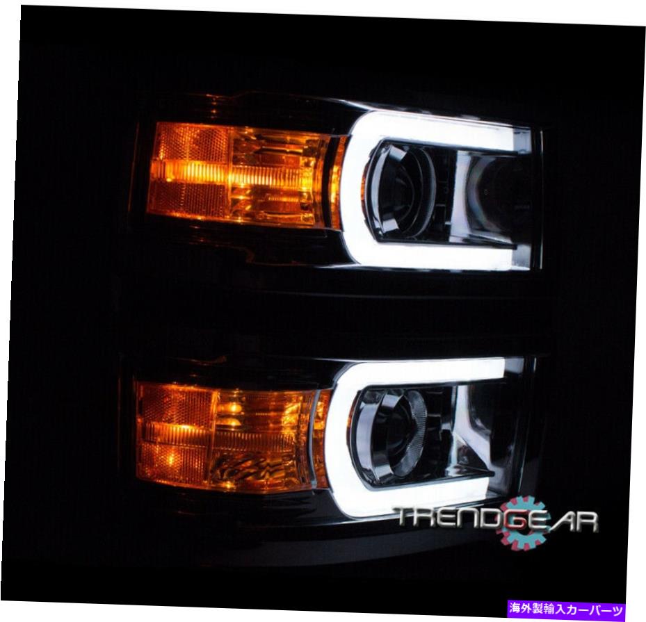 USヘッドライト 14-15シボリーSilverado 1500 DRL LEDチューブプロジェクターヘッドライトヘッドランプクロム FOR 14-15 CHEVY SILVERADO 1500 DRL LED TUBE PROJECTOR HEADLIGHTS HEADLAMP CHROME【並行輸入品】