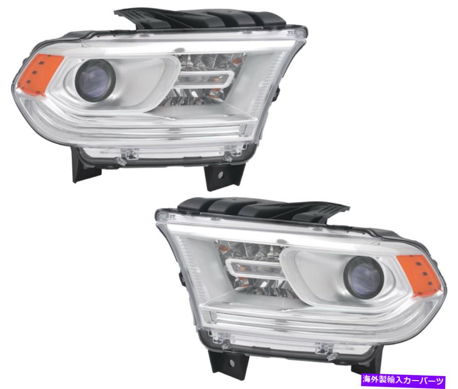 USヘッドライト ヘッドライトヘッドライトアセンブリChrome W / O DRLペアは14-15 Dodge Durangoを設定 Headlights Headlight Assembly Chrome w/o DRL Pair Set For 14-15 Dodge Durango【並行輸入品】