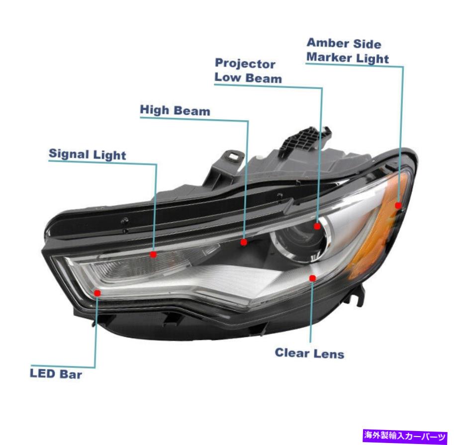 USヘッドライト 2012-2015 Audi A6 S6 HID / Non-AFS LEDプロジェクターヘッドライトクロムドライバー For 2012-2015 Audi A6 S6 HID/Non-AFS LED Projector Headlight Chrome Driver Left【並行輸入品】
