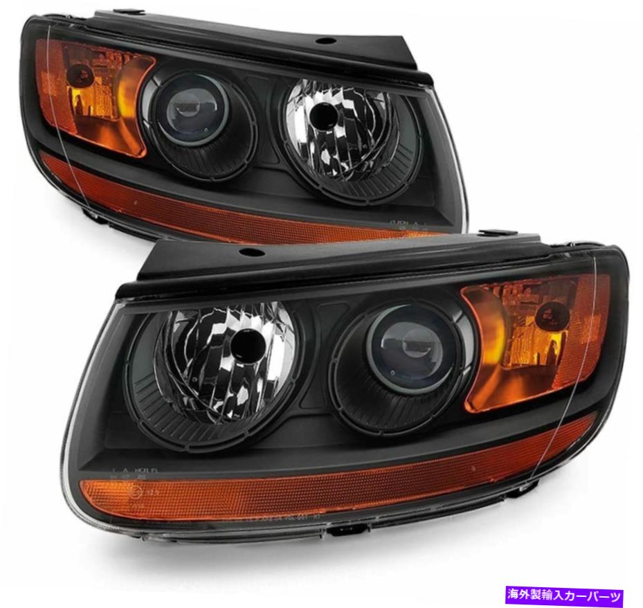 USヘッドライト 2007年の2012年のHyundai Santa Fe黒の住宅ヘッドライトヘッドランプRH LHセットペア For 2007 2012 Hyundai Santa Fe Black Housing HeadLights HeadLamps RH LH set pair【並行輸入品】