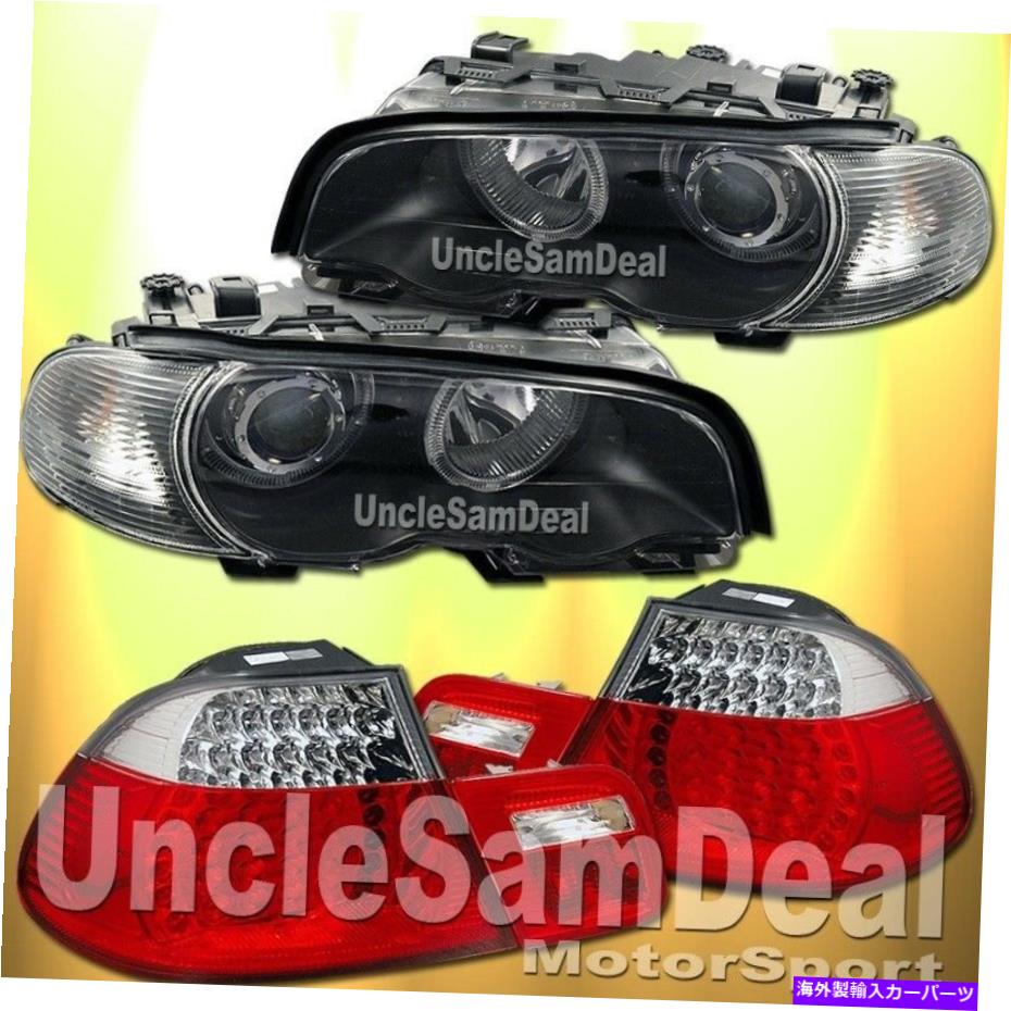 USヘッドライト BMW E46クーペハローリムプロジェクターブラックヘッドライトコーナークリアLEDテールライト BMW E46 COUPE HALO RIM PROJECTOR BLACK HEADLIGHTS CORNER CLEAR LED TAIL LIGHTS【並行輸入品】