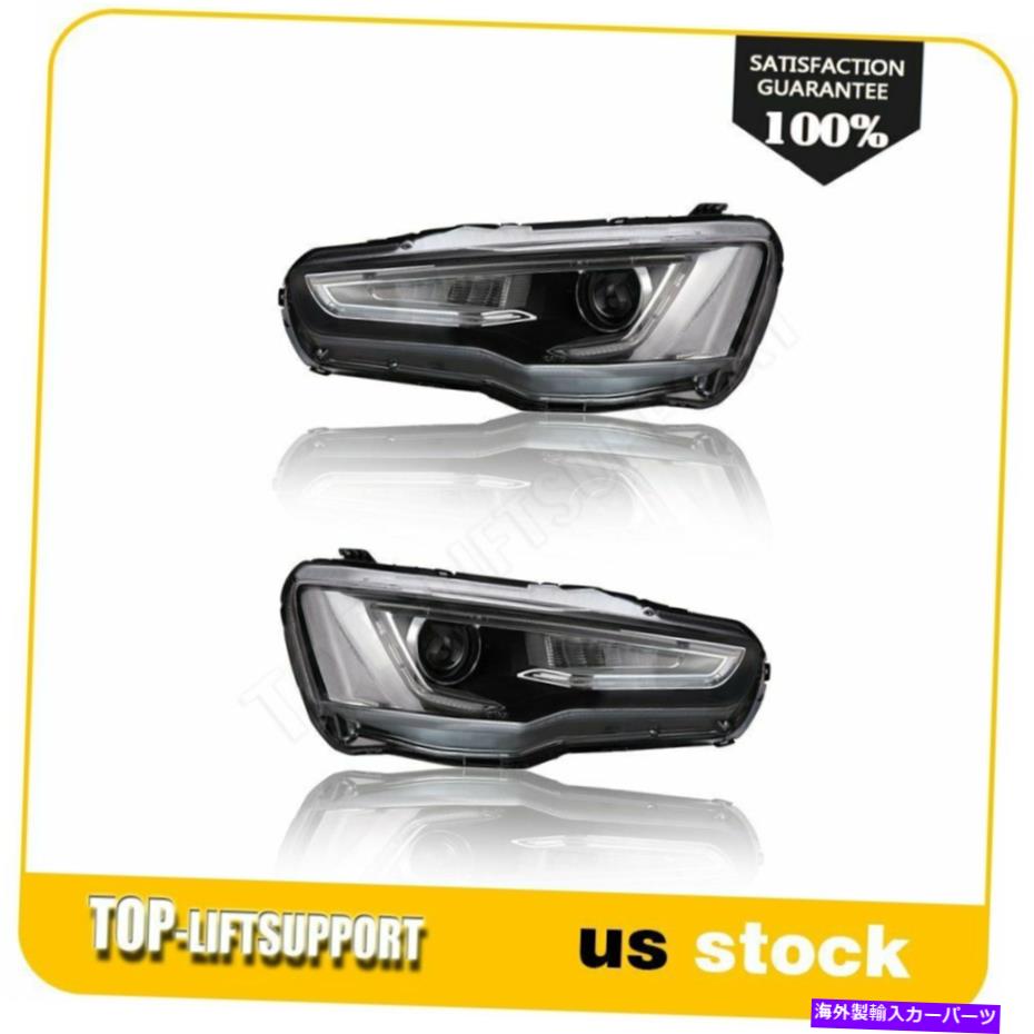 USヘッドライト 2008-2017三菱ランサー/ EVO DRL Halo LEDプロジェクターアセンブリヘッドライト For 2008-2017 Mitsubishi Lancer/EVO DRL Halo LED Projector Assembly Headlights【並行輸入品】