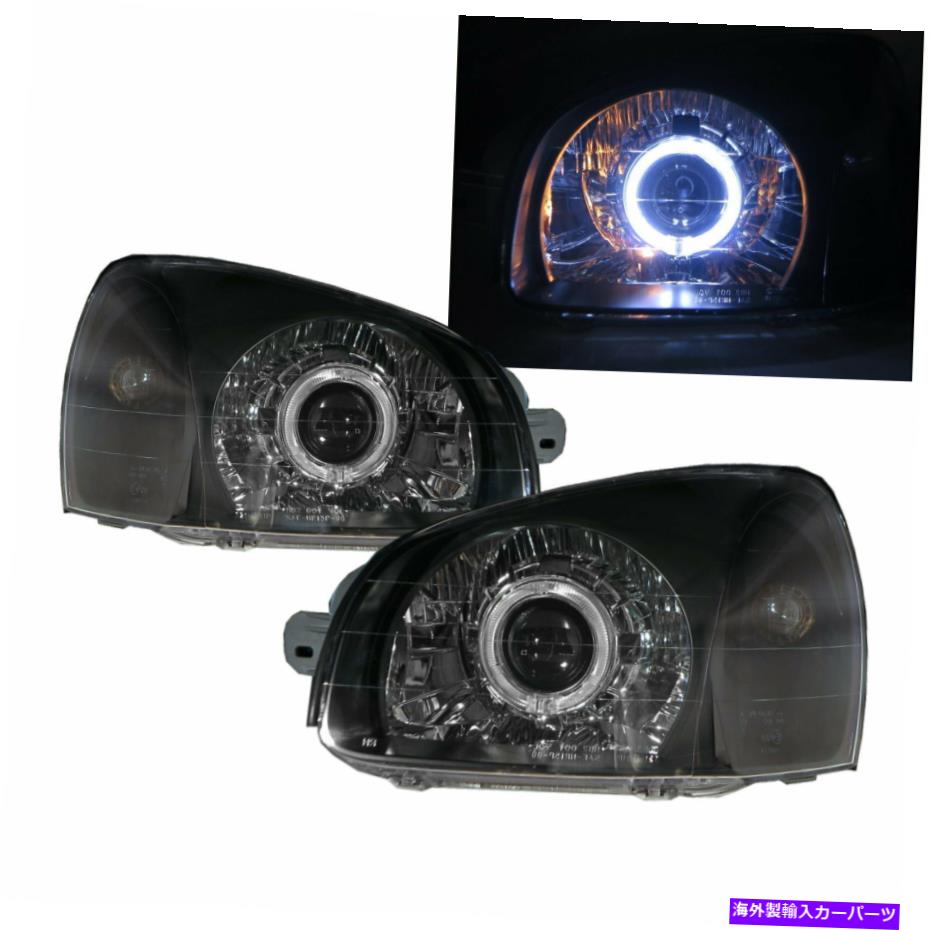 USヘッドライト Santa Fe SM MK1 00-06ワゴンガイドLED HaloヘッドライトブラックHYUNDAI LHD Santa FE SM MK1 00-06 Wagon Guide LED Halo Headlight Black for HYUNDAI LHD【並行輸入品】