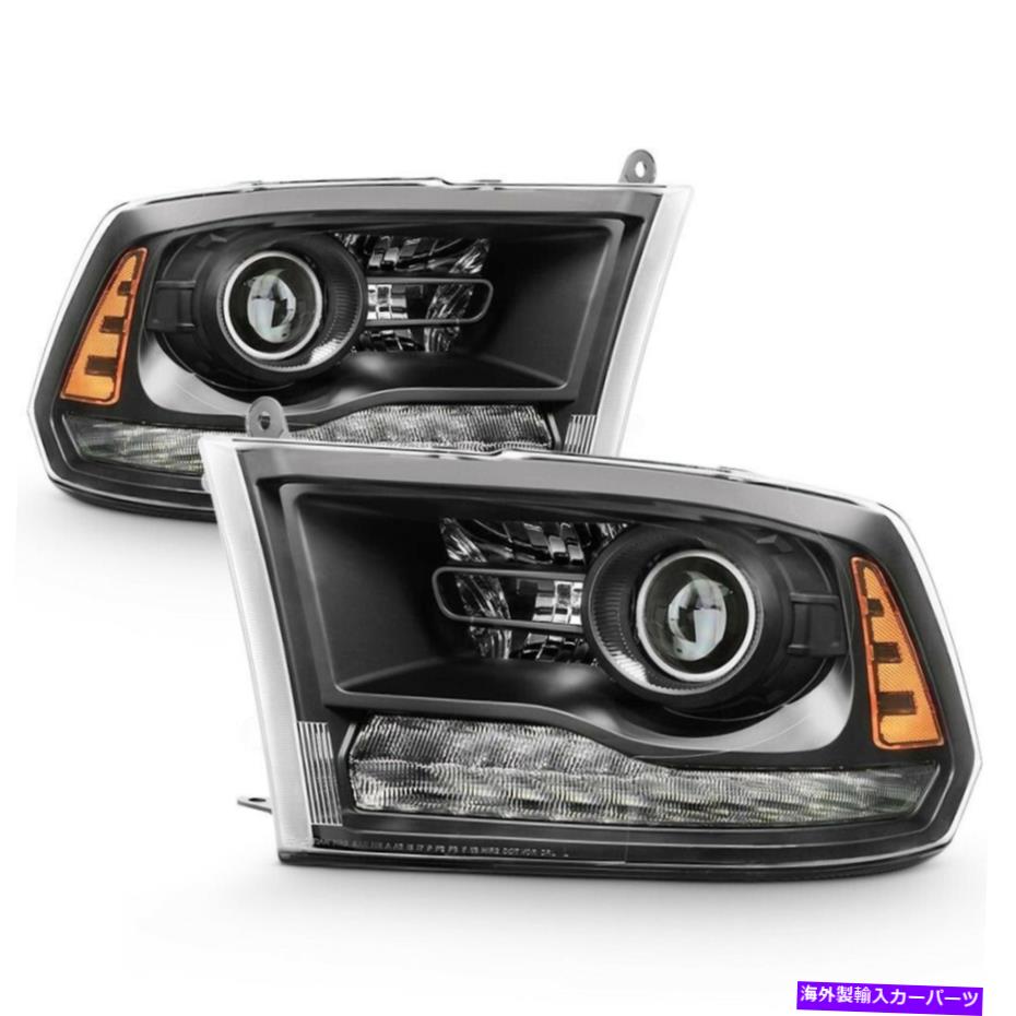 USヘッドライト 2013-2018 RAM 1500 2500 3500のための新しいL＆R黒LEDプロジェクターのヘッドライトペア New L&R Black LED Projector Headlights PAIR FOR 2013-2018 RAM 1500 2500 3500【並行輸入品】