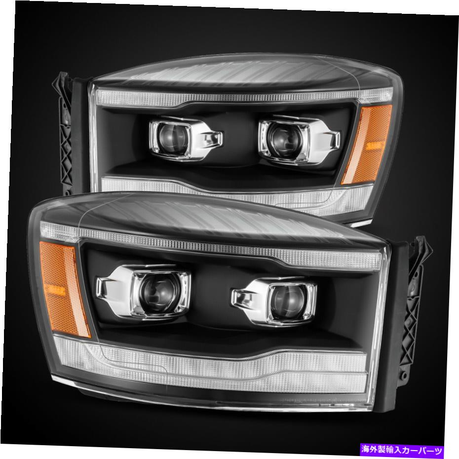 USヘッドライト 2006-2009ドッジRAMブラックデュアルプロジェクターヘッドライトW / LED DRL 2006-2009 Dodge Ram Black Dual projector headlights w/LED DRL【並行輸入品】