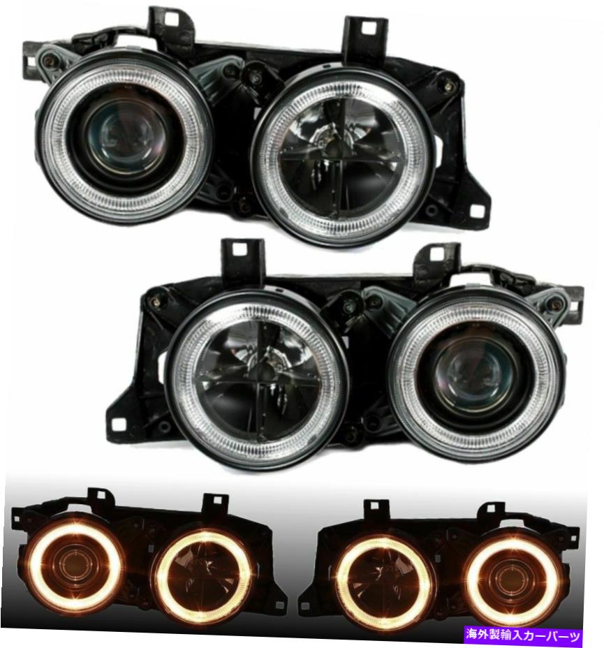 USヘッドライト BMW E34 5シリーズ＆E32 7シリーズ2 / 1988-12 / 1995のための黒い天使の目のヘッドライト BLACK ANGEL EYE HEADLIGHTS for BMW E34 5 SERIES & E32 7 SERIES 2/1988-12/1995【並行輸入品】