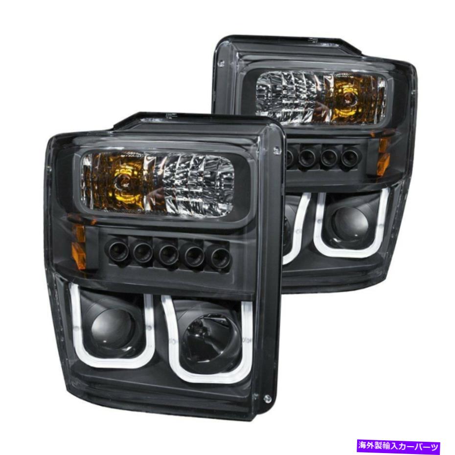USヘッドライト FORD F-250スーパーデューティ08-10 AnzoブラックU-BARプロジェクターヘッドライトW LED DRL For Ford F-250 Super Duty 08-10 Anzo Black U-Bar Projector Headlights w LED DRL【並行輸入品】