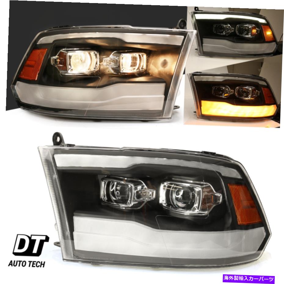 USヘッドライト 2009-2018 RAM 1500/2500/3500 LED DRLマット黒株プロジェクターヘッドライトセット 2009-2018 Ram 1500/2500/3500 LED DRL Matte Black Stock Projector Headlights Set【並行輸入品】
