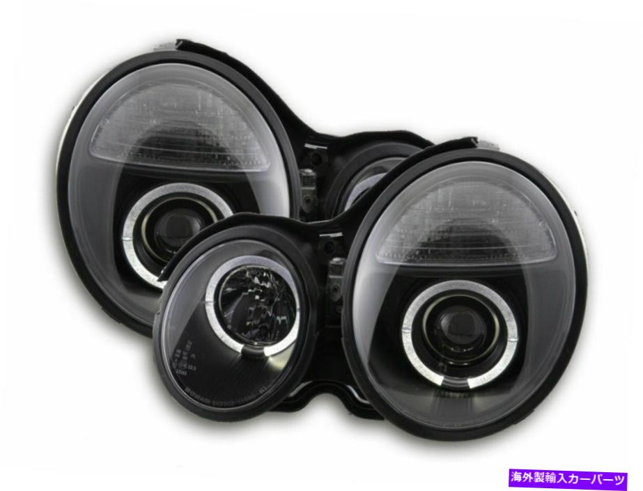 USヘッドライト ブラック/スモークプロジェクターエンジェルアイヘッドライトメルセデスW210 Eクラス1998-2001 BLACK / SMOKED PROJECTOR ANGEL EYE HEADLIGHTS MERCEDES W210 E CLASS 1998-2001【並行輸入品】