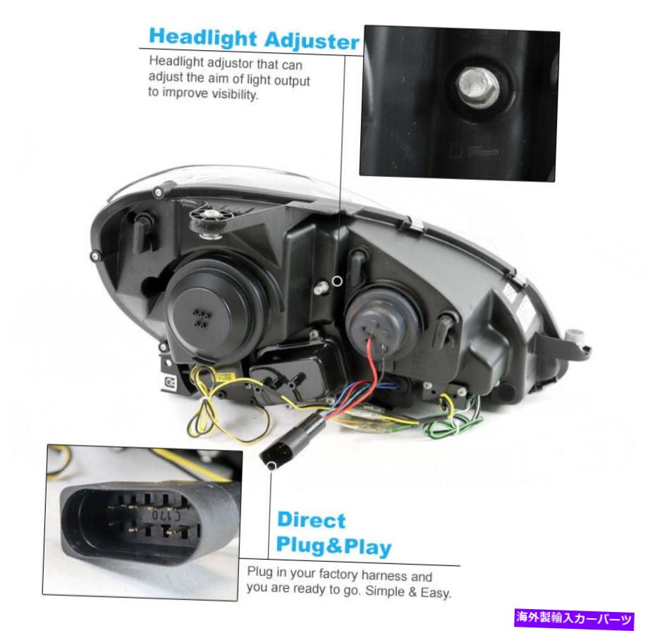 USヘッドライト 12-14メルセデスベンツW204 LEDチューブプロジェクタークロムヘッドライトランプ+ DRL信号 For 12-14 Mercedes-Benz W204 LED Tube Projector Chrome Headlight Lamp+DRL Signal【並行輸入品】