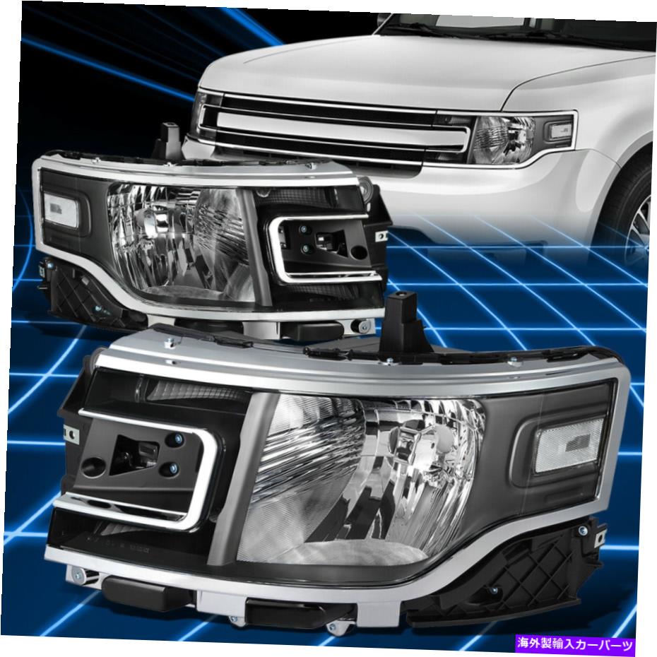 USヘッドライト 13-19フォードフレックスOEスタイルハロゲンブラックハウジングヘッドライトランプの交換 For 13-19 Ford Flex OE Style Halogen Black Housing Headlight Lamps Replacement【並行輸入品】