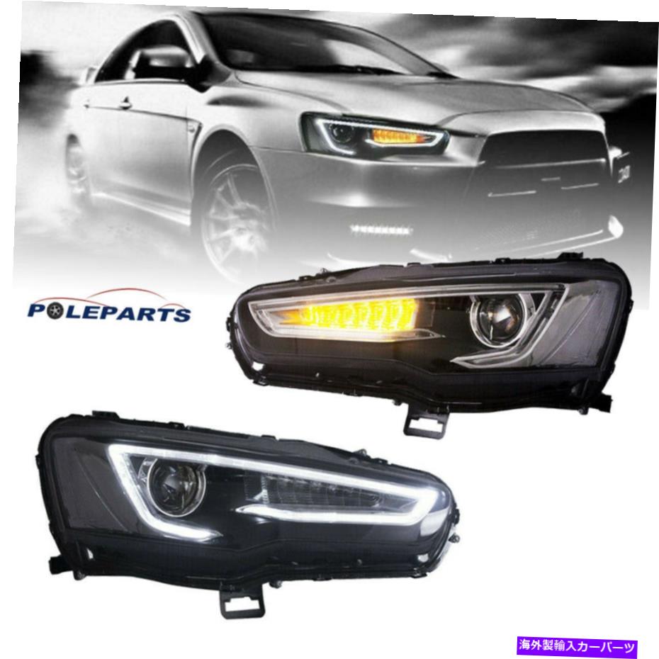 USヘッドライト すべてのブラックハウジングバイプロジェクターDRL LEDヘッドライトは08-17三菱Lancer Evo All Black Housing Bi-Projector DRL LED Headlight For 08-17 Mitsubishi Lancer EVO【並行輸入品】｜Us Custom Parts Shop USDM