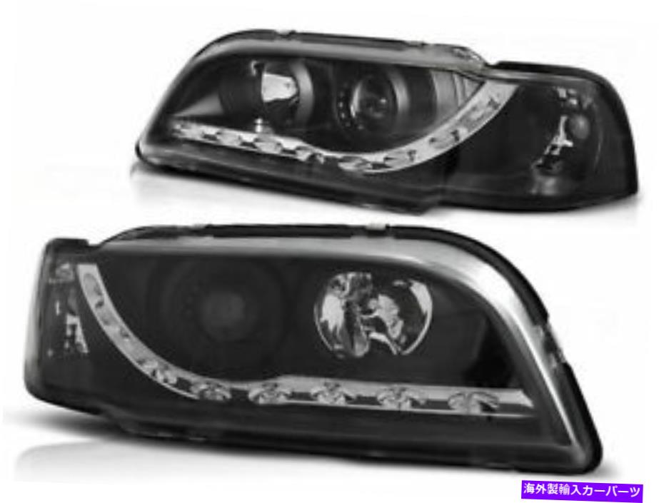 USヘッドライト ボルボS40 V40 96-00のためのLED DRLライトが付いている黒い色のクリア仕上げヘッドライト BLACK color clear finish headlights with LED DRL lights for Volvo S40 V40 96-00【並行輸入品】
