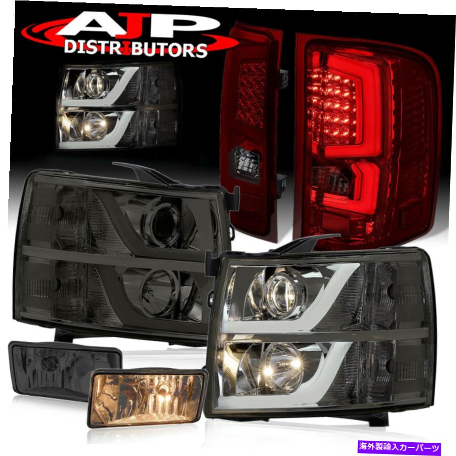 USヘッドライト プロジェクタースモークヘッドライトレッドテールランプ+ 2007-2013 Silveradoのための霧 Projector Smoked Head Lights Smoke Red Tail Lamps + Fogs For 2007-2013 Silverado【並行輸入品】