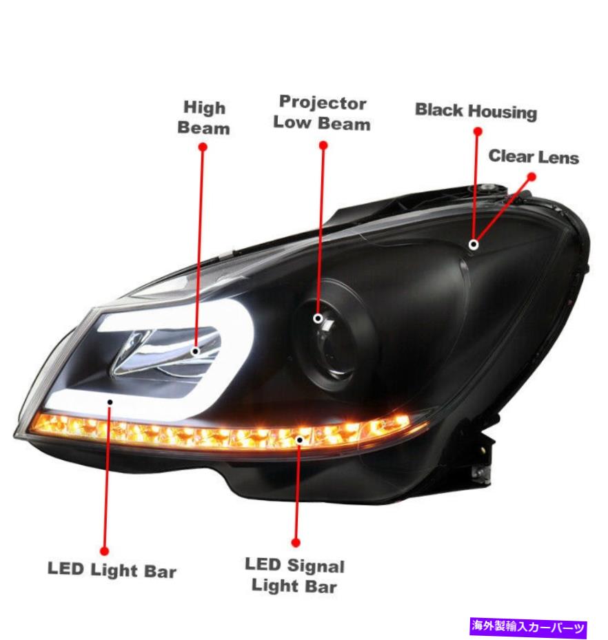 USヘッドライト 12 13 14メルセデスW204 C200 C300 C63 LED DRLチューブプロジェクターヘッドライトブラック For 12 13 14 Mercedes W204 C200 C300 C63 LED DRL Tube Projector Headlight Black【並行輸入品】｜Us Custom Parts Shop USDM