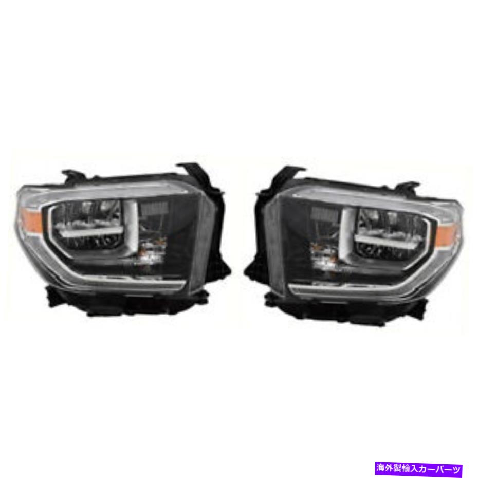 USヘッドライト 2018年2019年2020年TYツンドラ（Chrome）LEDヘッドライト左右ペアセット Fits For 2018 2019 2020 TY Tundra (CHROME) LED Headlight Right & Left Pair Set【並行輸入品】