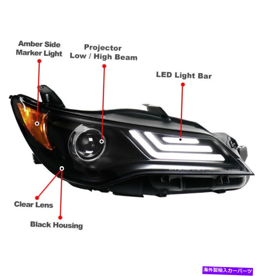 USヘッドライト フィット15 16 17トヨタカムリーLEDバープロジェクターブラックヘッドライト+ブルーDRLシグナルセット Fit 15 16 17 Toyota Camry LED Bar Projector Black Headlight +Blue DRL Signal Set【並行輸入品】|Us Custom Parts Shop USDM