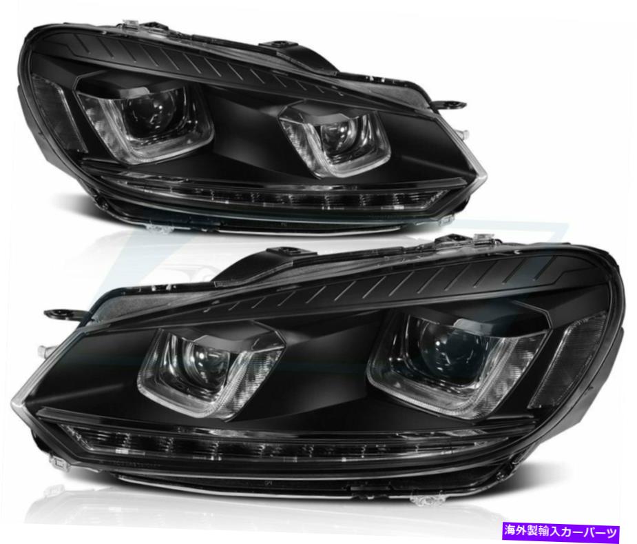 USヘッドライト フィット2010-2014フォルクスワーゲンゴルフMK6 LEDヘッドライトアセンブリ左+右側 Fits 2010-2014 Volkswagen Golf MK6 LED Headlights Assembly Left + Right Sides【並行輸入品】