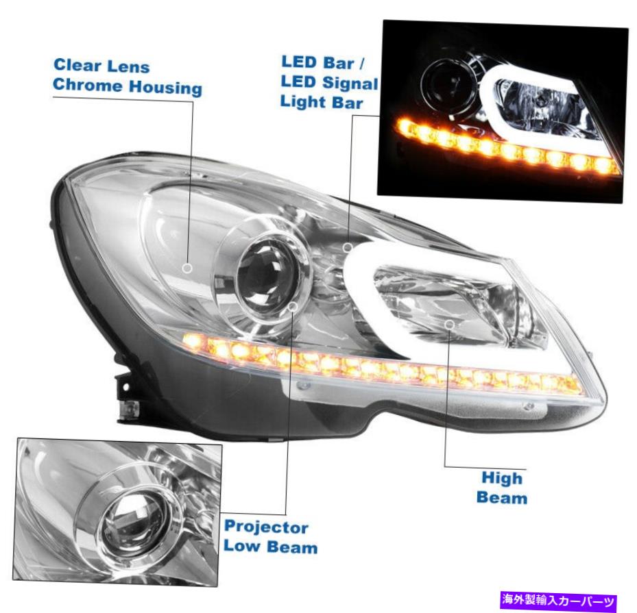 USヘッドライト 2012-2014メルセデスW204 C180 C250 C350 LEDチューブプロジェクターヘッドライトクロム For 2012-2014 Mercedes W204 C180 C250 C350 LED Tube Projector Headlights Chrome【並行輸入品】|Us Custom Parts Shop USDM