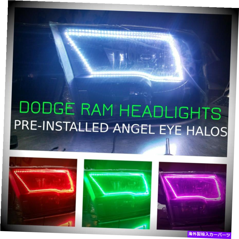 USヘッドライト Dodge Ramプレインストールされたカラーシフトエンジェルアイハローヘッドライト Dodge Ram Preinstalled Colorshift Angel Eye Halo Headlights【並行輸入品】
