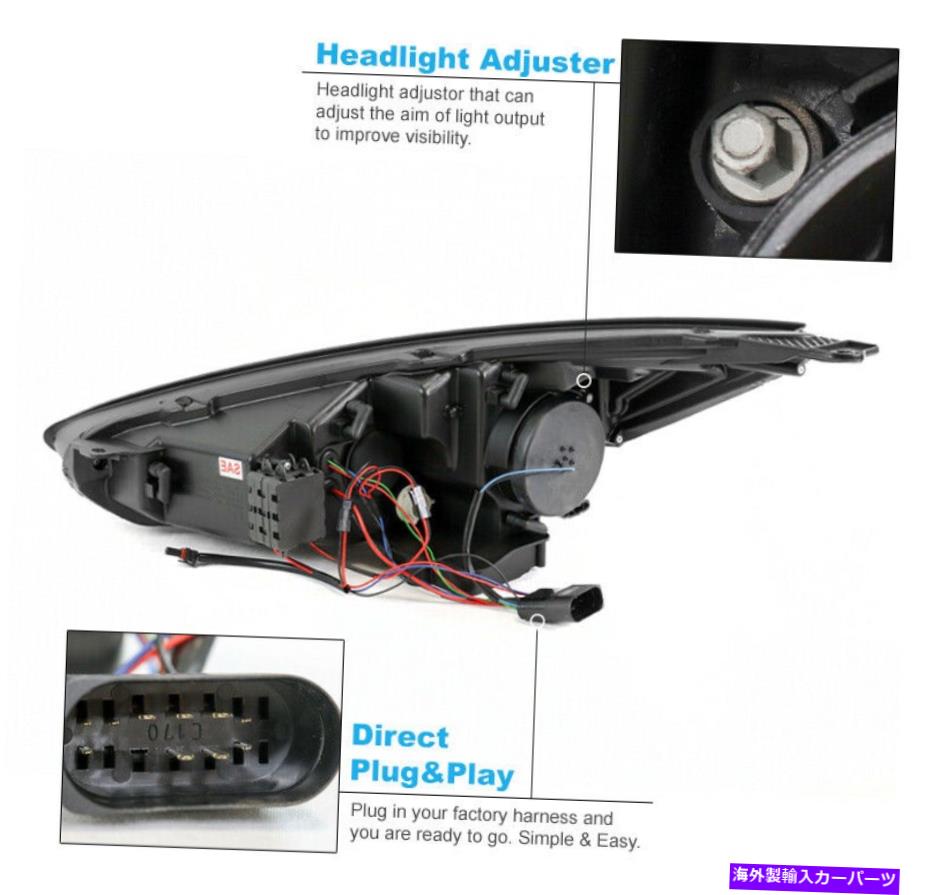 USヘッドライト 15-18フォーカスフォーカスLEDシーケンシャルプロジェクタークロムヘッドライトW / BLUE DRL信号 For 15-18 Ford Focus LED Sequential Projector Chrome Headlight w/Blue DRL Signal【並行輸入品】｜Us Custom Parts Shop USDM