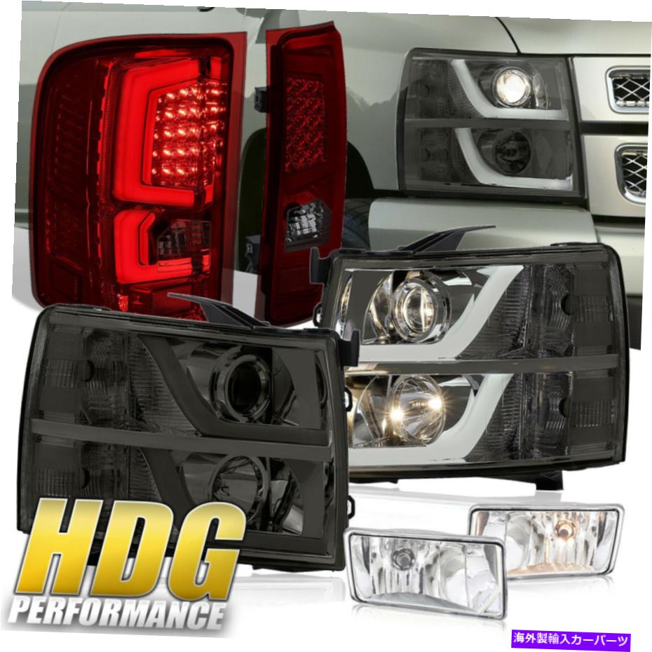 USヘッドライト DRLスモークヘッドライトLEDレッドスモークテールランプ+ 07-13 Silveradoのための鮮明な霧 DRL Smoke Head Light LED Red Smoked Tail Lamp + Clear Fogs For 07-13 Silverado【並行輸入品】
