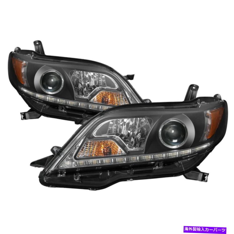 USヘッドライト FIT 11-17トヨタシエナブラックLED DRLプロジェクターヘッドライトセクショナルXLE LIMITED Fit 11-17 Toyota Sienna Black LED DRL Projector Headlights CE LE XLE Limited【並行輸入品】