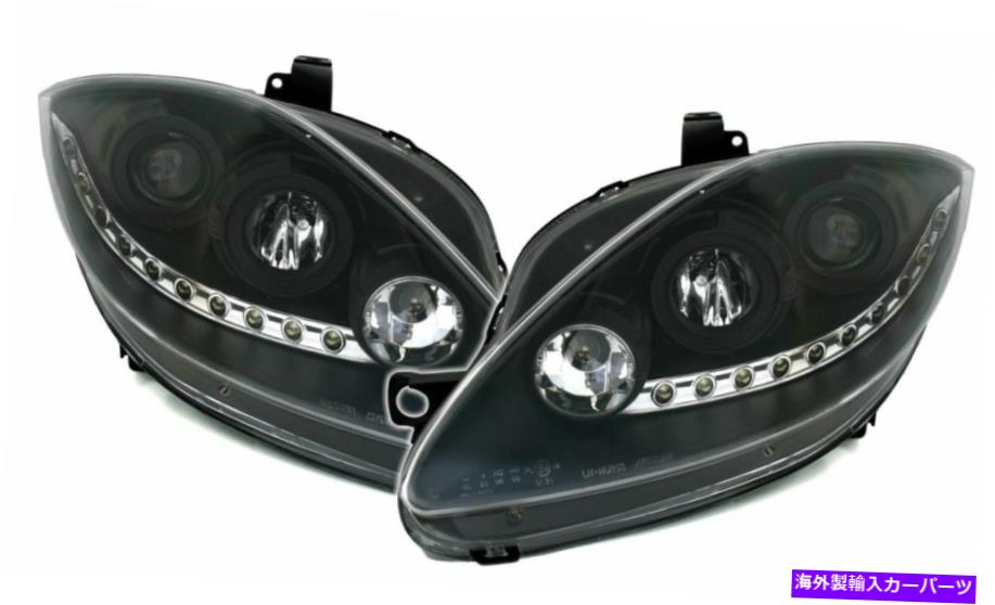 USヘッドライト 昼間の走行灯のための黒いヘッドライト04からの座席のトレドレオンアルテア Black Headlights with daytime running lights FOR Seat Toledo Leon Altea from 04-【並行輸入品】