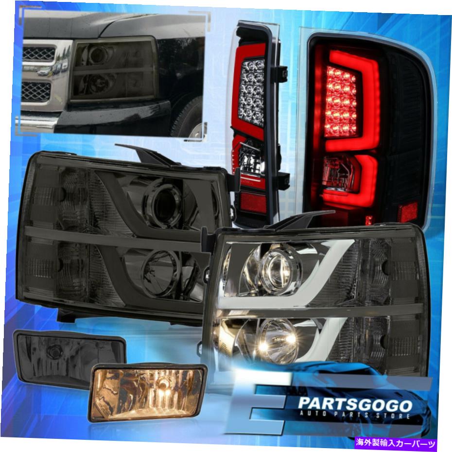 USヘッドライト 07-13 Silveradoリフレクタースモークヘッドライト赤LED BLKテールライト+煙霧 For 07-13 Silverado Reflector Smoke Headlight Red LED Blk Tail Lights +Smoke Fog【並行輸入品】