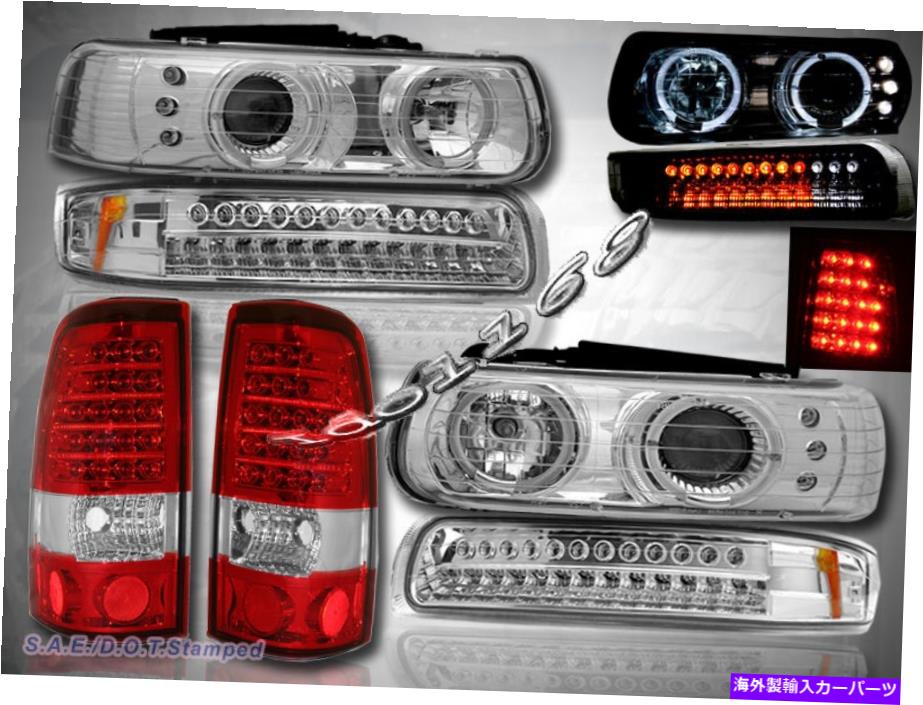 USヘッドライト 1999-2002 Silveradoプロジェクターハローヘッドライト+ LEDバンパー+ LEDテールライトレッド 1999-2002 Silverado Projector Halo Headlights+ LED Bumper + LED Tail lights RED【並行輸入品】｜Us Custom Parts Shop USDM