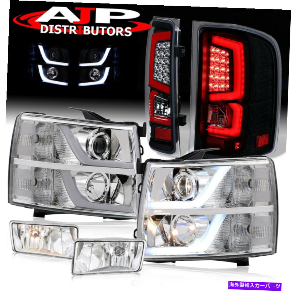 USヘッドライト プロジェクターヘッドライトLEDブラッククリアテールランプ+ 2007-2013 Silveradoのための霧 Projector Head Lights LED Black Clear Tail Lamps + Fogs For 2007-2013 Silverado【並行輸入品】