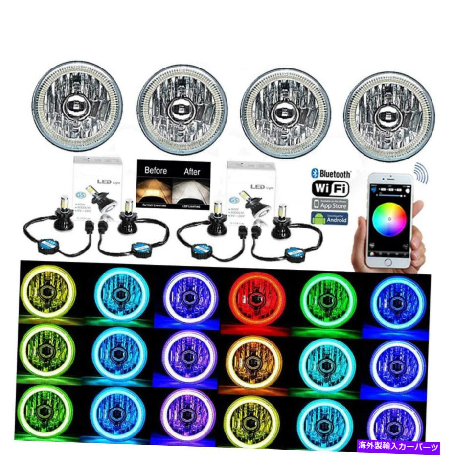USヘッドライト 5-3 / 4 Bluetooth携帯電話SMD色変更Halo Angel Eye LED 6Kヘッドライトセット 5-3/4 Bluetooth Cell Phone SMD Color Change Halo Angel Eye LED 6k Headlights Set【並行輸入品】ヘッドライト