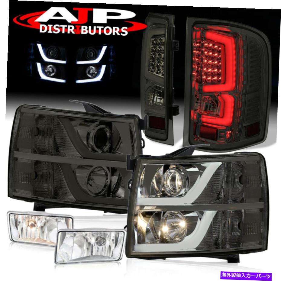 USヘッドライト プロジェクタースモークヘッドライトLEDテールランプ+ 2007-2013 Silveradoのための鮮明な霧 Projector Smoked Head Lights LED Tail Lamps + Clear Fogs For 2007-2013 Silverado【並行輸入品】