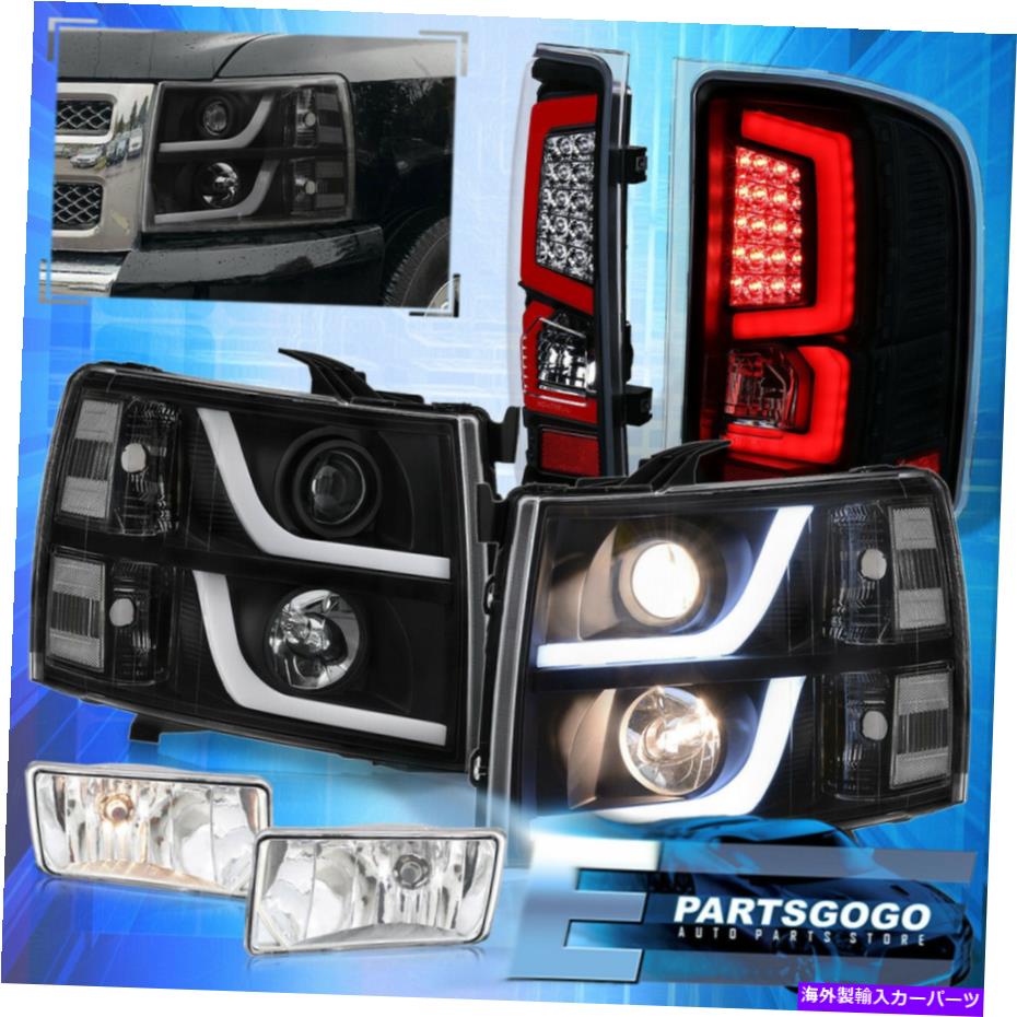 USヘッドライト 07-13シボレーSilveradoブラックDRLヘッドライトLEDテールライト+フォグライト For 07-13 Chevrolet Silverado Black DRL Headlights LED Tail Lights + Fog Lights【並行輸入品】