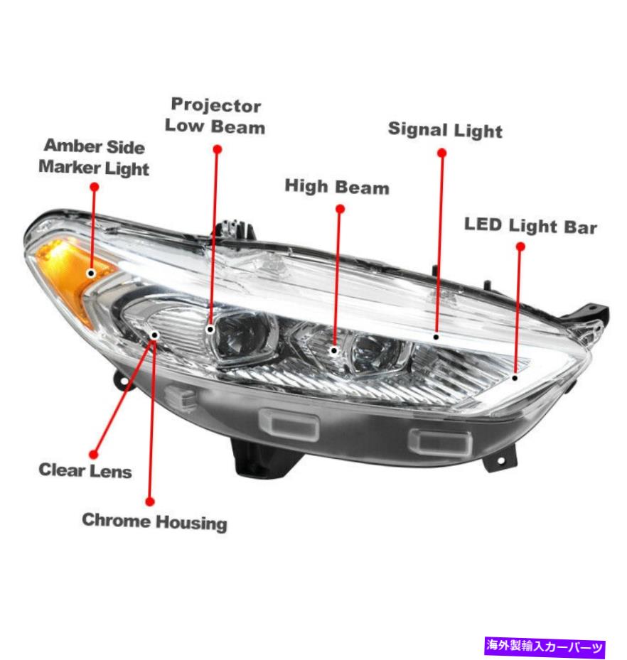 USヘッドライト 13-16フォード融合LEDスイッチバッククロムプロジェクターヘッドライトランプ+ DRL信号 For 13-16 Ford Fusion LED Switchback Chrome Projector Headlight Lamp +DRL Signal【並行輸入品】