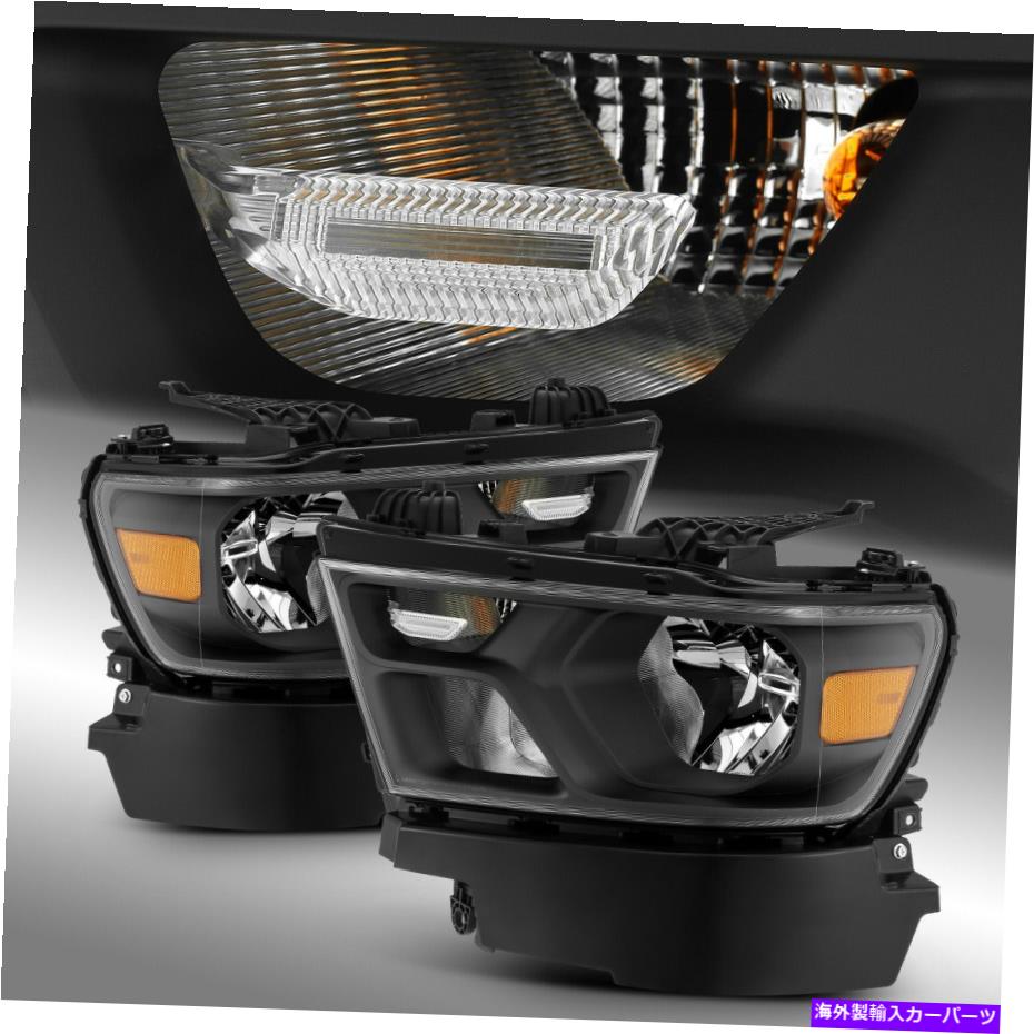 USヘッドライト 19~20のRAM 1500ブラックヘッドライトアセンブリセットクリスタル交換 For 19-20 Ram 1500 Black Headlights Assembly Set Crystal replacement【並行輸入品】
