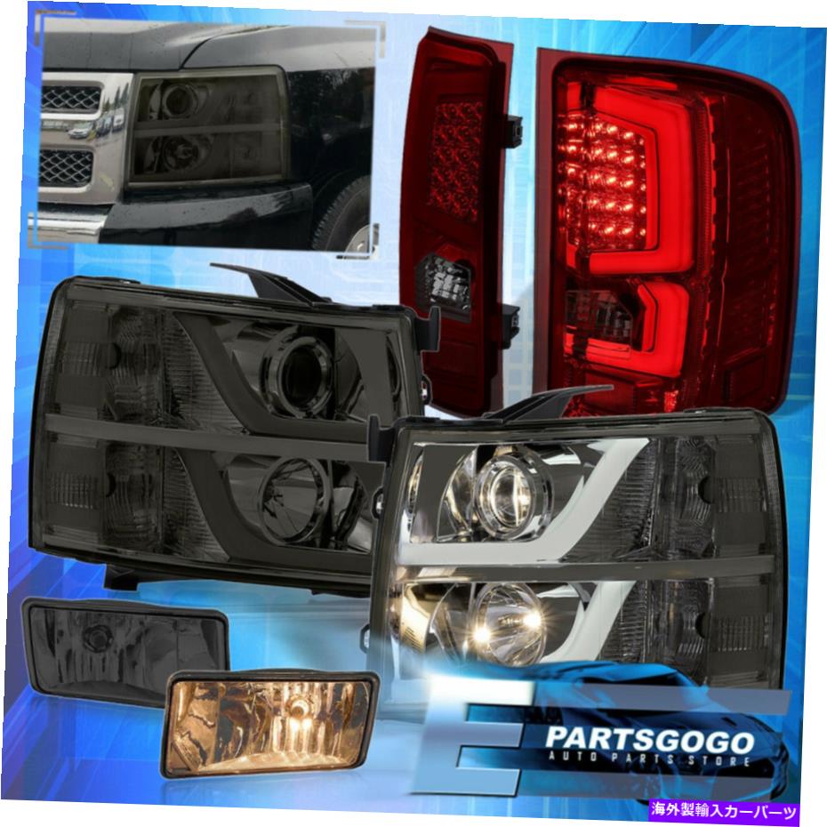 USヘッドライト 07-13 Silverado Reftector Smoke Headlights Led Red Taill Lights +霧 For 07-13 Silverado Reflector Smoke Headlights LED Smoked Red Tail Lights + Fogs【並行輸入品】
