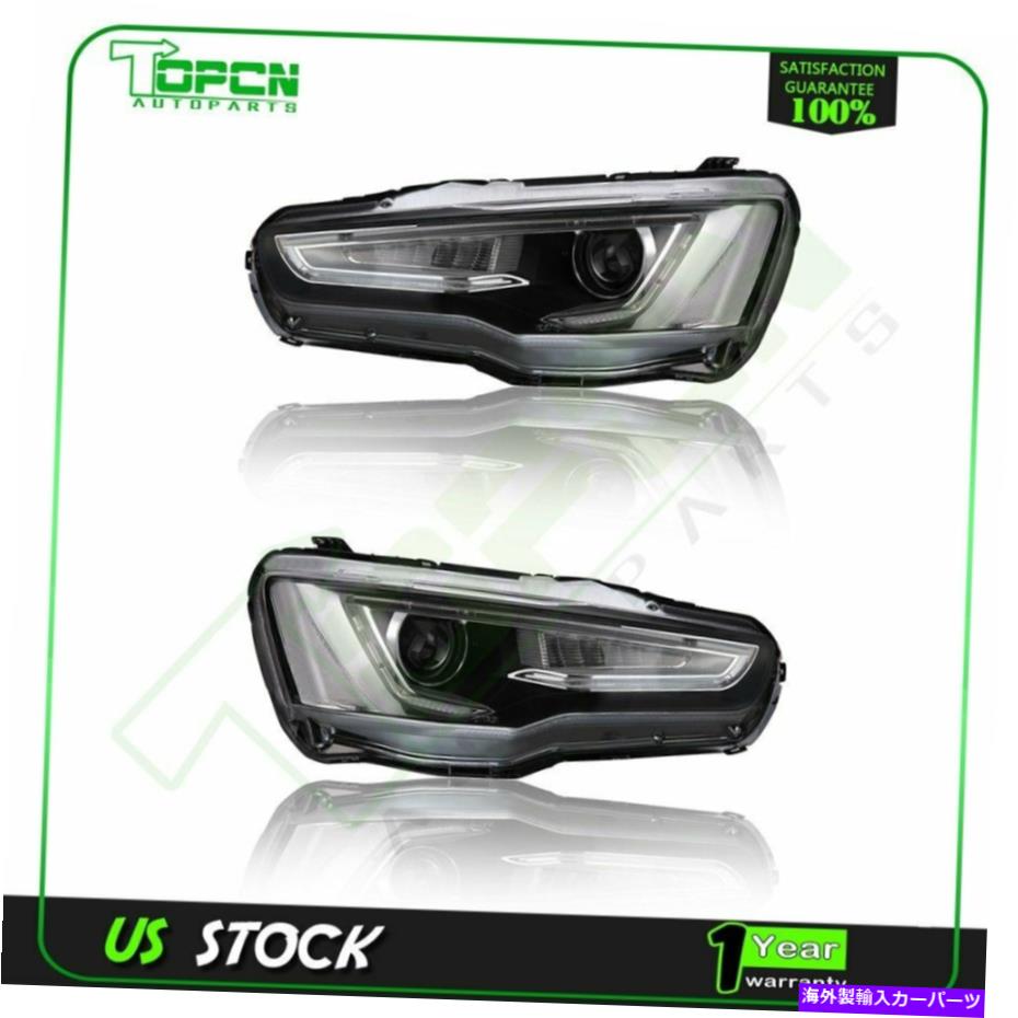USヘッドライト ヘッドライトは2008-2017三菱ランサー/ EVO Xデュアルビーム左+右側 Headlights Fits 2008-2017 Mitsubishi Lancer / EVO X Dual Beam Left + Right Sides【並行輸入品】