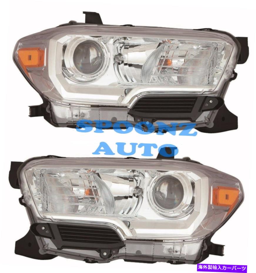 USヘッドライト 2016年2017トヨタタコマクロームハロゲンヘッドライトヘッドランプW / O DRL - セット 2016 2017 TOYOTA TACOMA CHROME HALOGEN HEADLIGHT HEAD LAMP W/O DRL - SET【並行輸入品】
