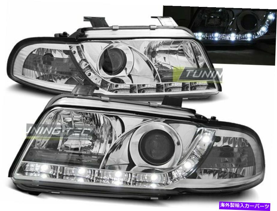 USヘッドライト ヘッドライトのペアLED DRLはAudi A4 B5 94-98日光Chrome CA LPAU25 x Pair of Headlights LED DRL Look for AUDI A4 B5 94-98 Daylight Chrome CA LPAU25 X【並行輸入品】
