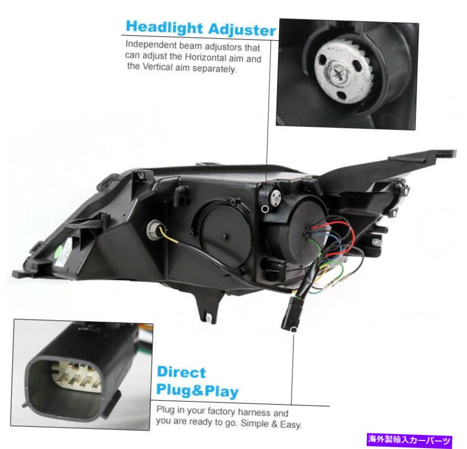 USヘッドライト 14-19シボレーインパラLEDチューブプロジェクターブラックヘッドライトランプW /青のDRL信号 For 14-19 Chevy Impala LED Tube Projector Black Headlight Lamp w/Blue DRL Signal【並行輸入品】