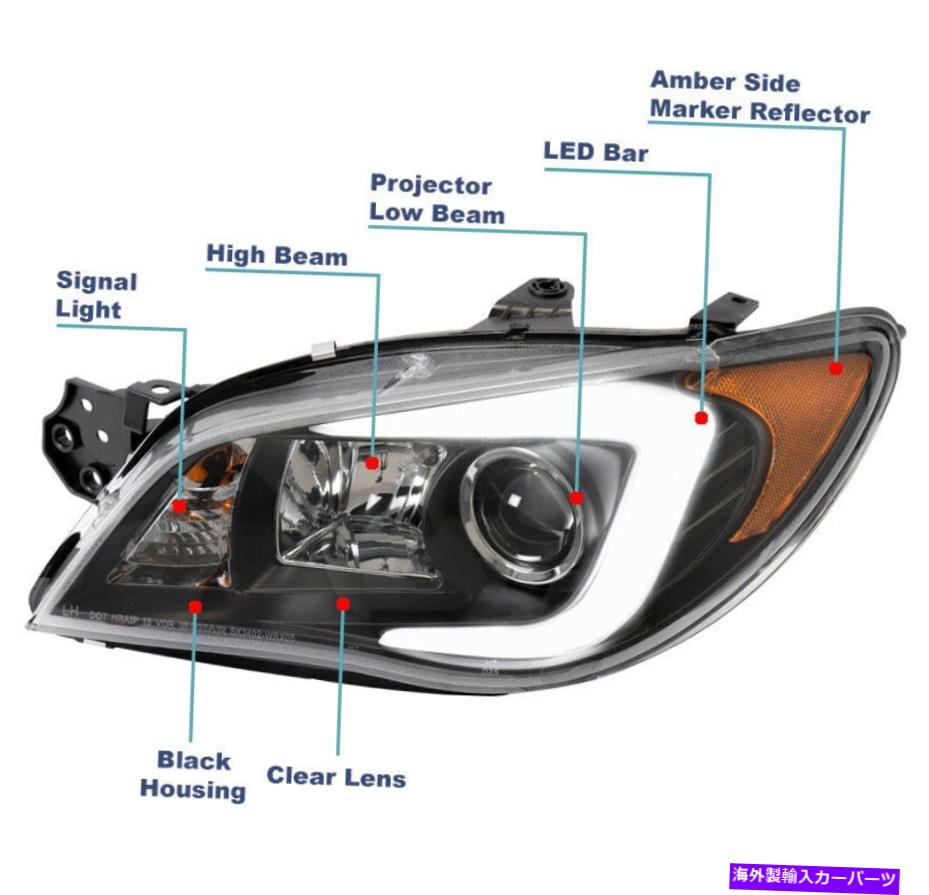 USヘッドライト 06-07スバルインプレッサLEDバーハロゲンプロジェクターヘッドライトヘッドランプランプブラック For 06-07 Subaru Impreza LED Bar Halogen Projector Headlight Headlamp Lamp Black【並行輸入品】