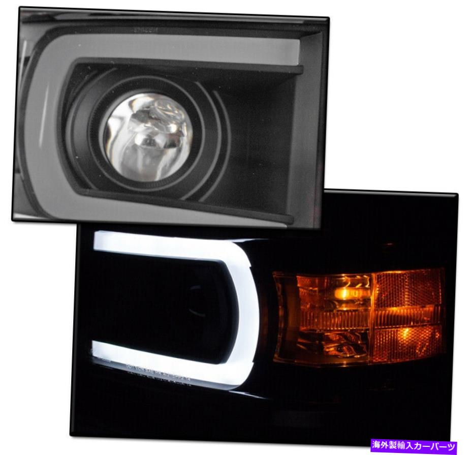 USヘッドライト 14-15のシボリーSilverado 1500ピックアップDRL LEDプロジェクターヘッドライトランプブラック FOR 14-15 CHEVY SILVERADO 1500 PICKUP DRL LED PROJECTOR HEADLIGHTS LAMPS BLACK【並行輸入品】