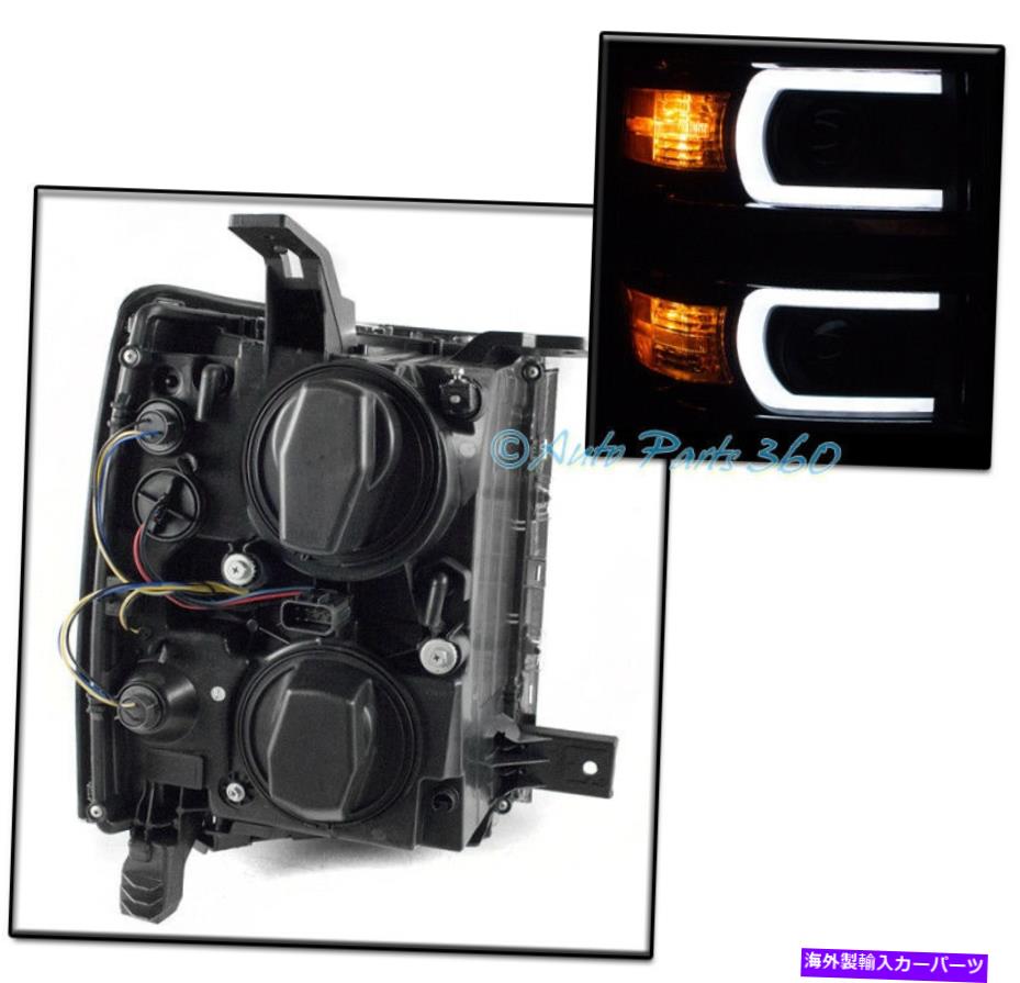 USヘッドライト 14-15 Chevy Silverado 1500 LEDブラック/スモークプロジェクターヘッドライトW / Blue DRL信号 14-15 CHEVY SILVERADO 1500 LED BLACK/SMOKE PROJECTOR HEADLIGHT W/BLUE DRL SIGNAL【並行輸入品】｜Us Custom Parts Shop USDM