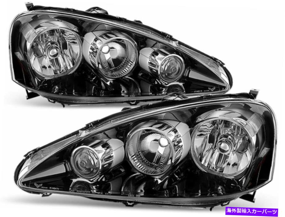 USヘッドライト 2005-2006 Acura RSXブラックハウジングヘッドライトヘッドランプ右+左セットペア For 2005-2006 Acura RSX Black Housing HeadLights HeadLamps Right+Left set pair【並行輸入品】