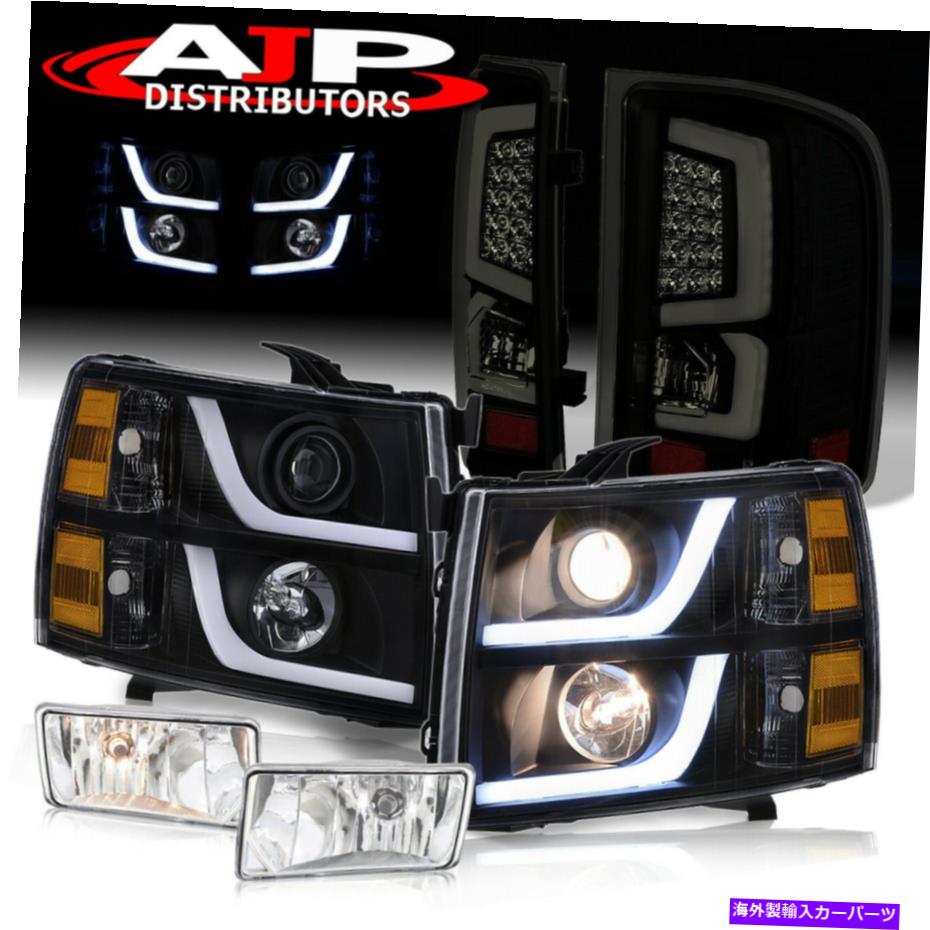 USヘッドライト 黒い琥珀色のLEDのヘッドランプの煙LEDテールランプ+ 07-13 Silveradoのための霧の光 Black Amber LED Headlamps Smoke LED Tail Lamps + Fog Light For 07-13 Silverado【並行輸入品】